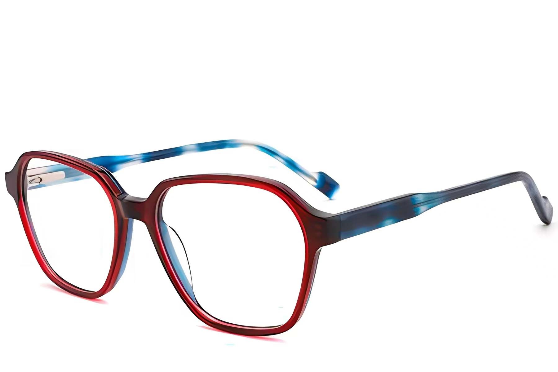 Geometric Red Acetate Glasses #BS2012-0685
