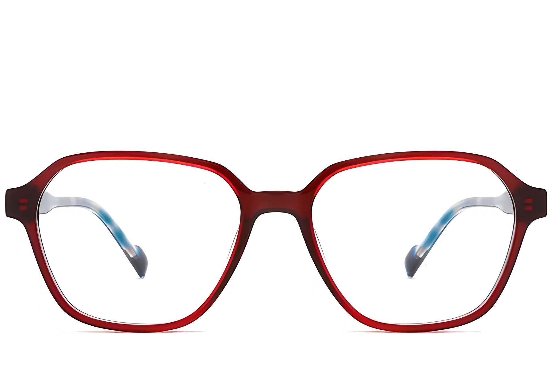 Geometric Red Acetate Glasses #BS2012-0685