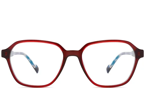Lunettes géométriques en acétate rouge #BS2012-0685