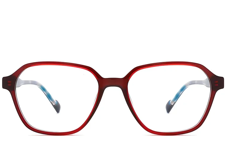 Gafas geométricas de acetato rojo #BS2012-0685