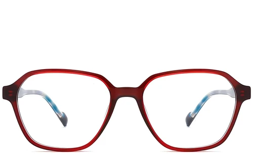 Geometric Red Acetate Glasses #BS2012-0685