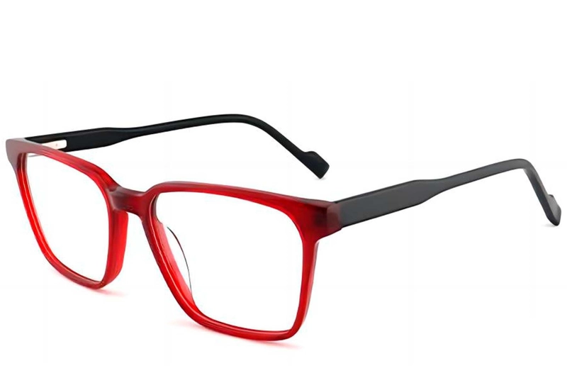 Rectangular Red Acetate Glasses #BS2012-0686