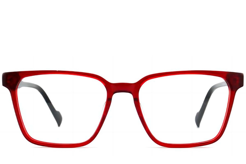 Rectangular Red Acetate Glasses #BS2012-0686