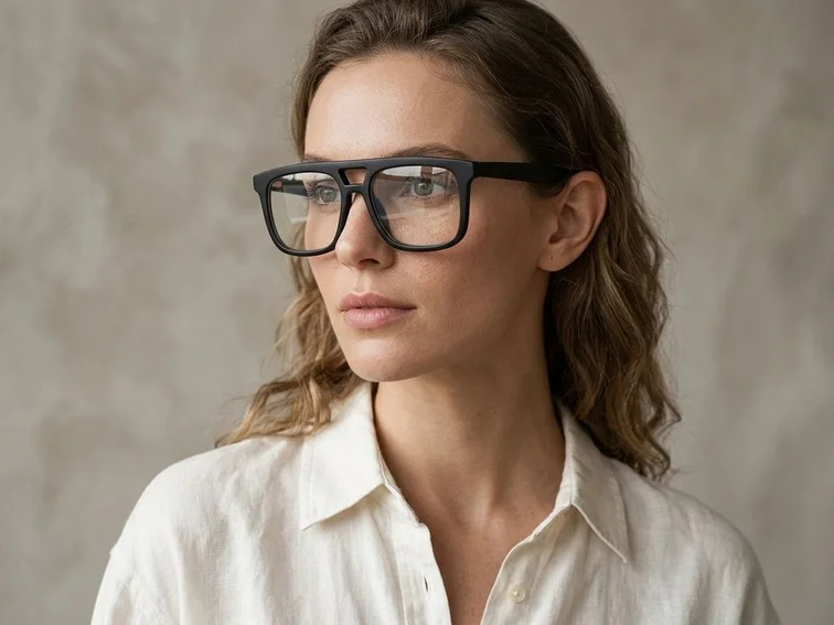 Aviator-Brille aus schwarzem Acetat #BS2012-0702