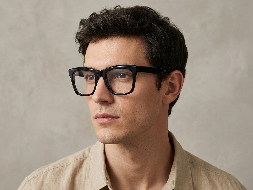 Rectangular Black Acetate Glasses #BS2012-0712