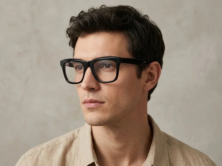 Rectangular Black Acetate Glasses #BS2012-0712