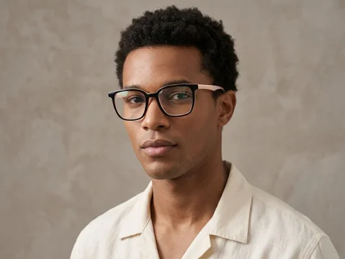 Lunettes rectangulaires en acétate noir #BS2012-0720