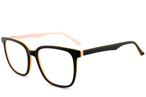 Lunettes rectangulaires en acétate noir #BS2012-0720