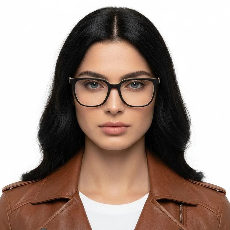 Gafas rectangulares de acetato negro #BS2012-0720