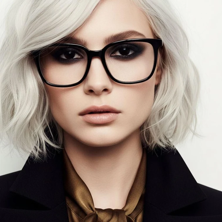 Rechteckige schwarze Acetatbrille #BS2012-0721