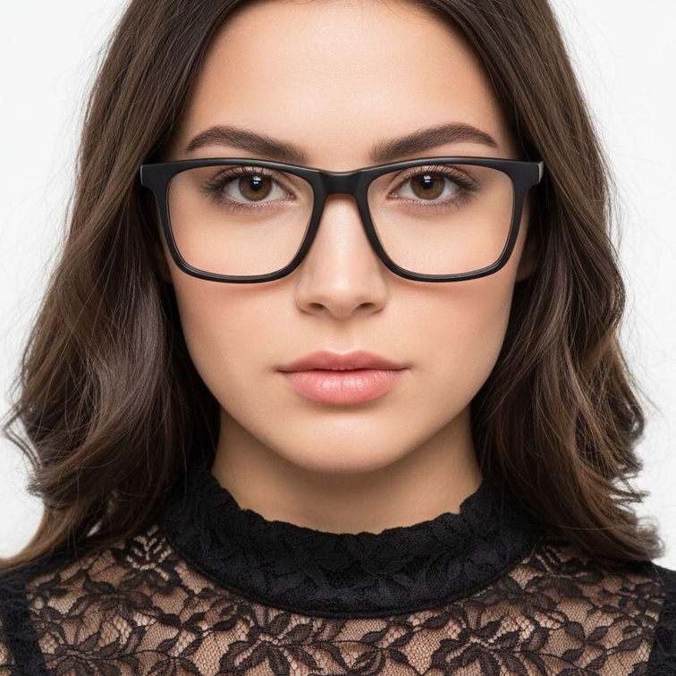 Rectangular Black Acetate Glasses #BS2012-0723