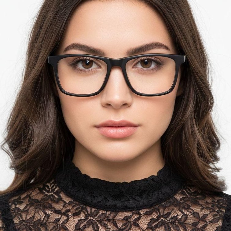 Rechteckige schwarze Acetatbrille #BS2012-0723