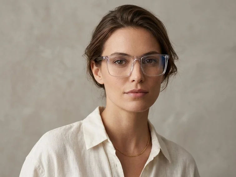 Rectangular Transparent Acetate Glasses #BS2012-0724