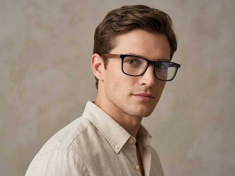 Rectangular Black Acetate Glasses #BS2012-0725