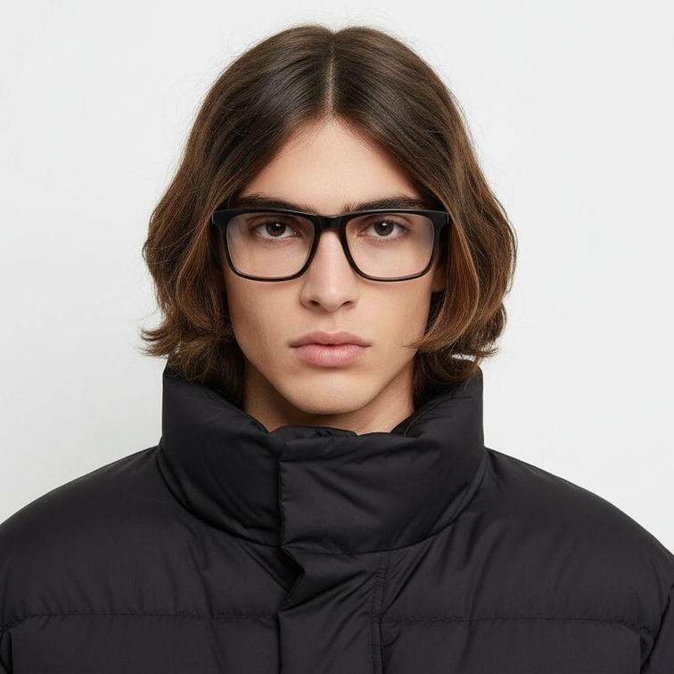 Rectangular Black Acetate Glasses #BS2012-0725