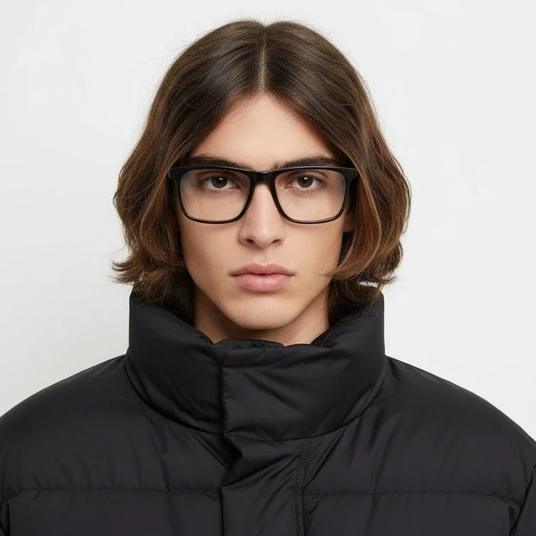 Gafas rectangulares de acetato negro #BS2012-0725