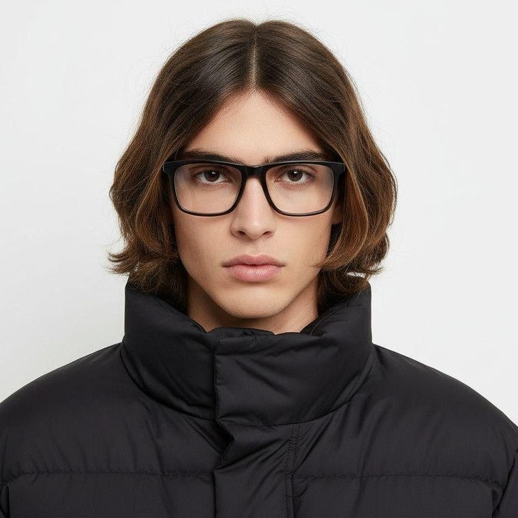 Rectangular Black Acetate Glasses #BS2012-0725
