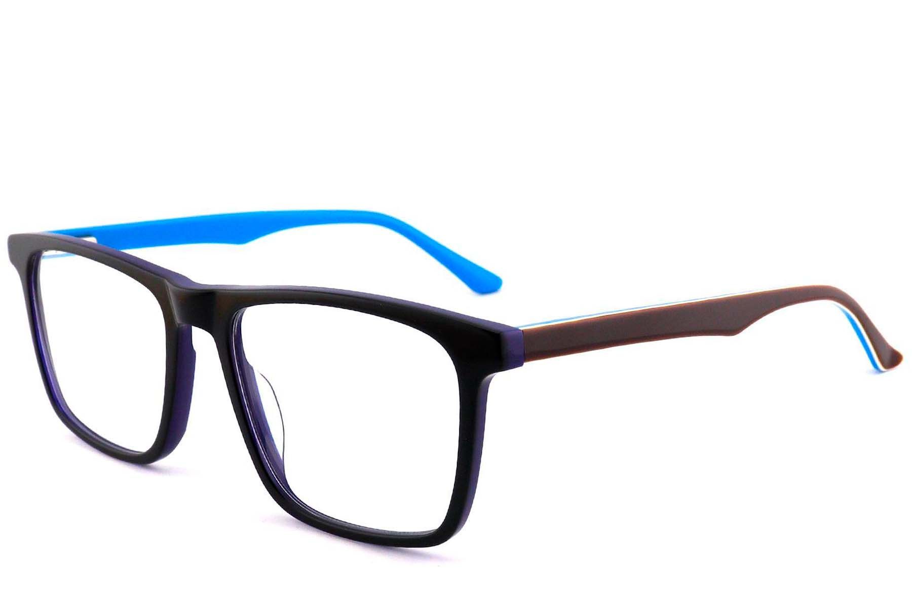 Lunettes rectangulaires en acétate noir #BS2012-0726