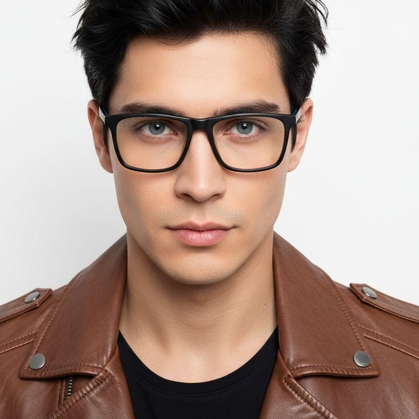 Rectangular Black Acetate Glasses #BS2012-0727