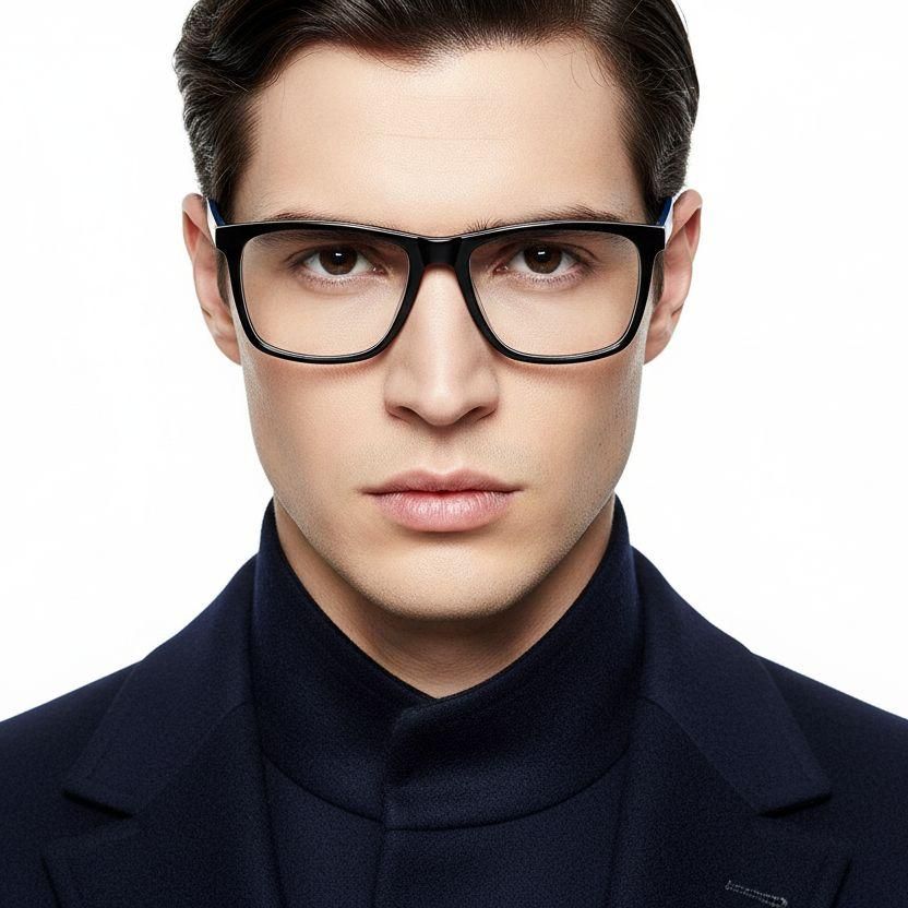 Rectangular Black Acetate Glasses #BS2012-0730