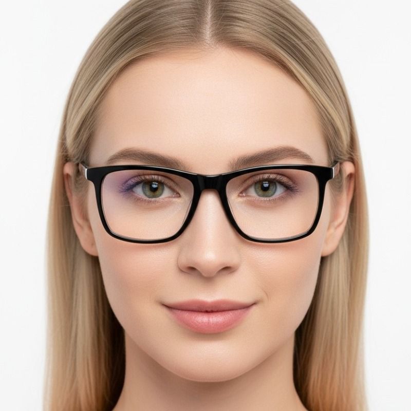 Rectangular Black Acetate Glasses #BS2012-0731
