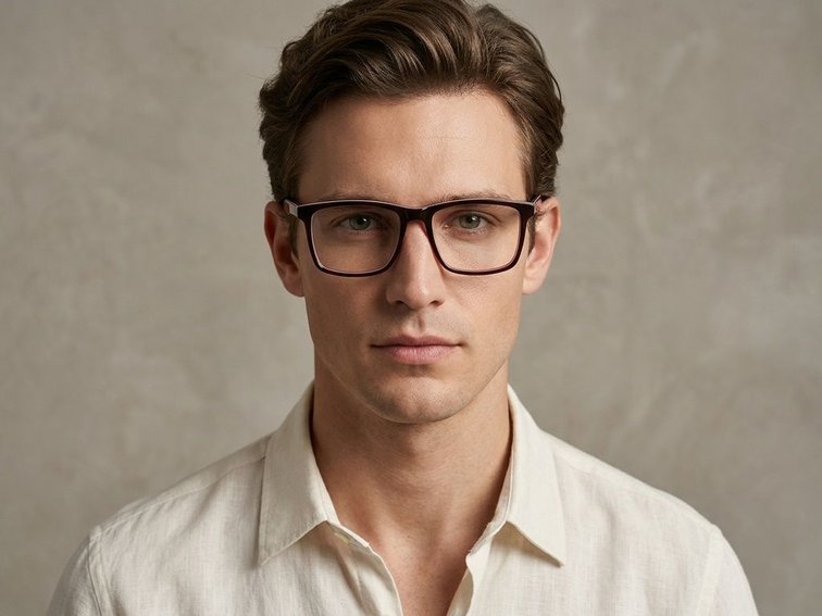 Rectangular Black Acetate Glasses #BS2012-0732