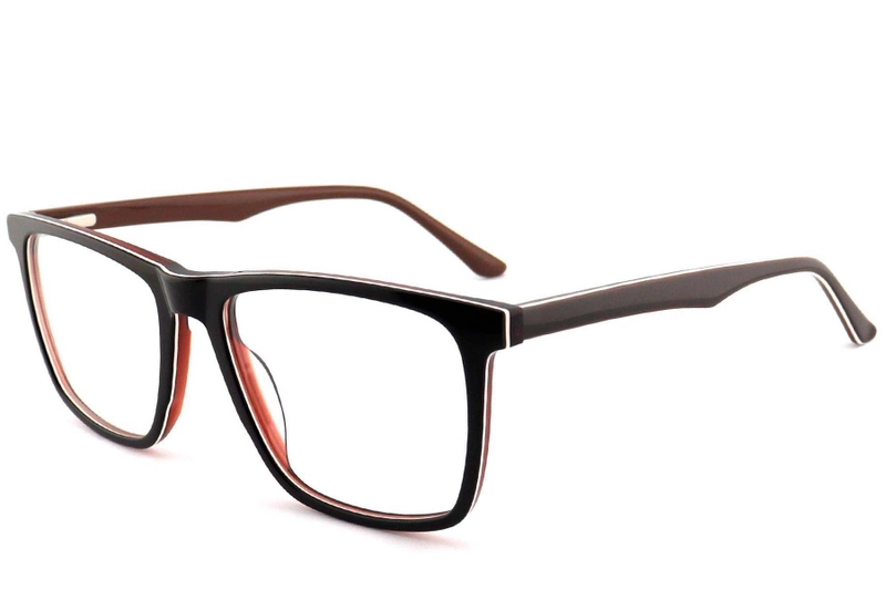Rectangular Black Acetate Glasses #BS2012-0732