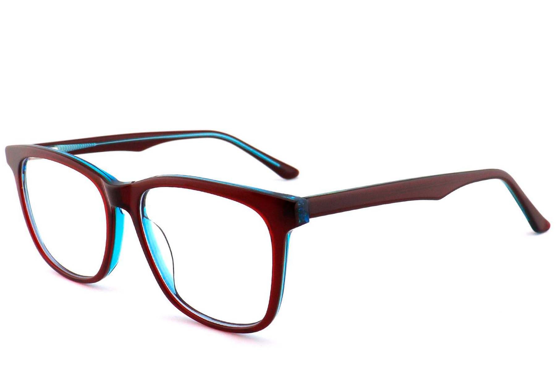 Rectangular Red Acetate Glasses #BS2012-0736