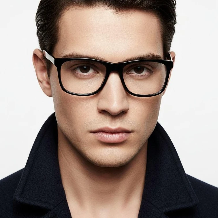 Gafas de aviador de acetato negro #BS2012-0738
