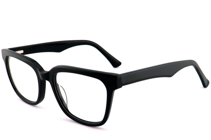 Lunettes rectangulaires en acétate noir #BS2012-0756