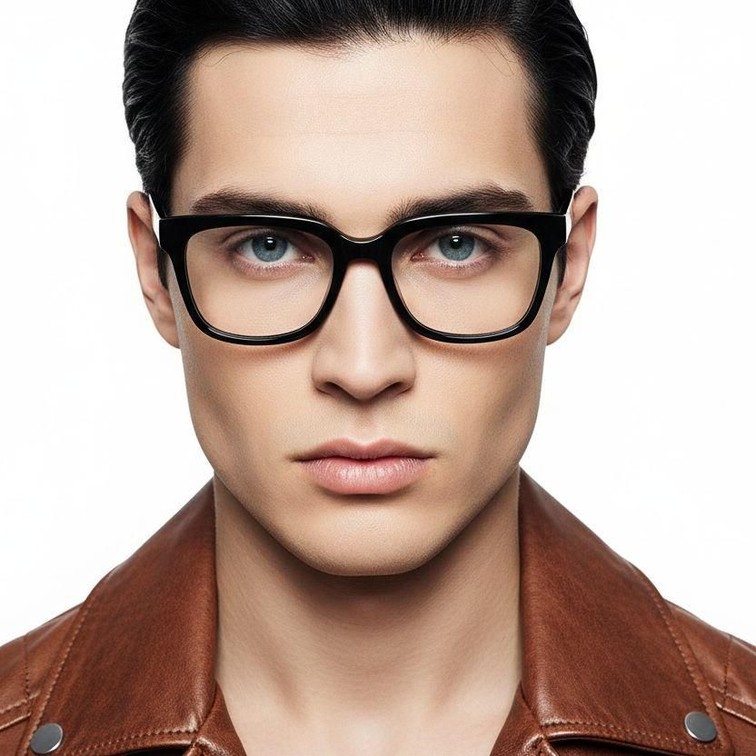 Rectangular Black Acetate Glasses #BS2012-0756
