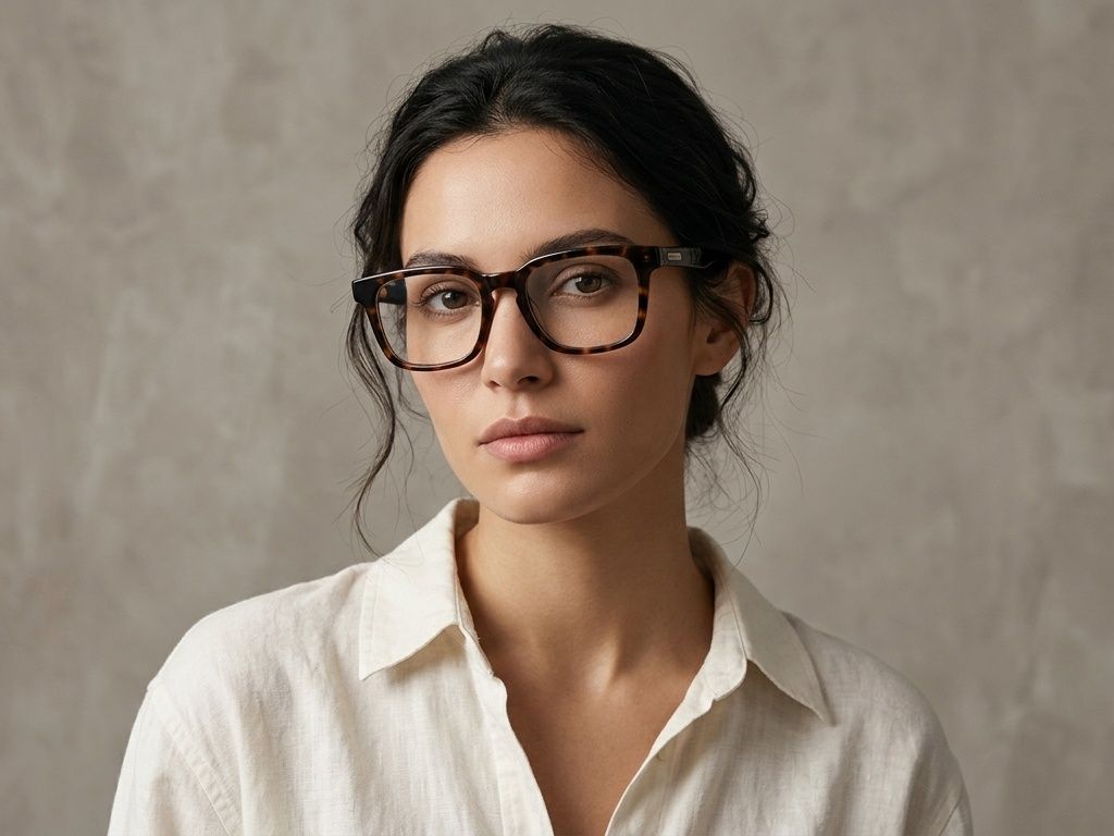 Rectangular Tortoiseshell Acetate Glasses #BS2012-0757