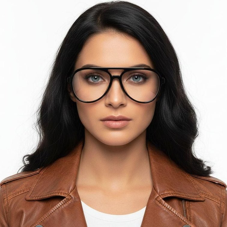 Gafas de aviador de acetato negro #BS2012-0762