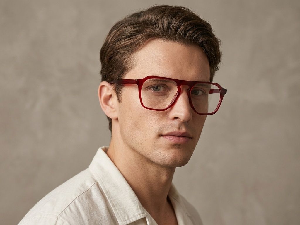 Aviator Red Acetate Glasses #BS2012-0764