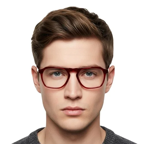 Lunettes aviateur en acétate rouge #BS2012-0764