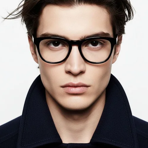 Lunettes ovales en acétate noir #BS2012-0771
