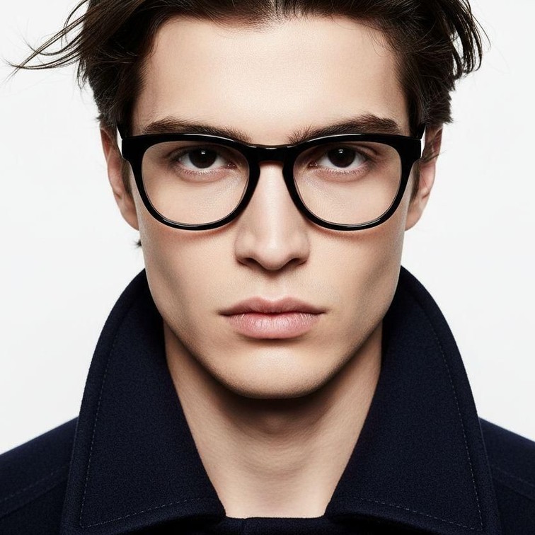 Lunettes ovales en acétate noir #BS2012-0771