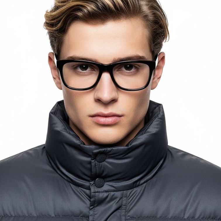 Rectangular Black Acetate Glasses #BS2012-0777