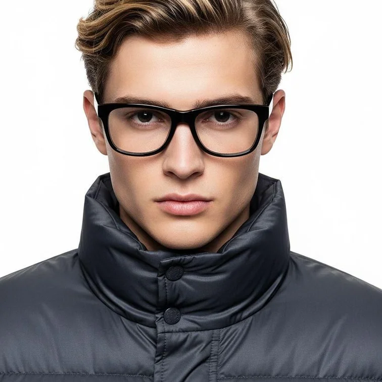 Rectangular Black Acetate Glasses #BS2012-0777