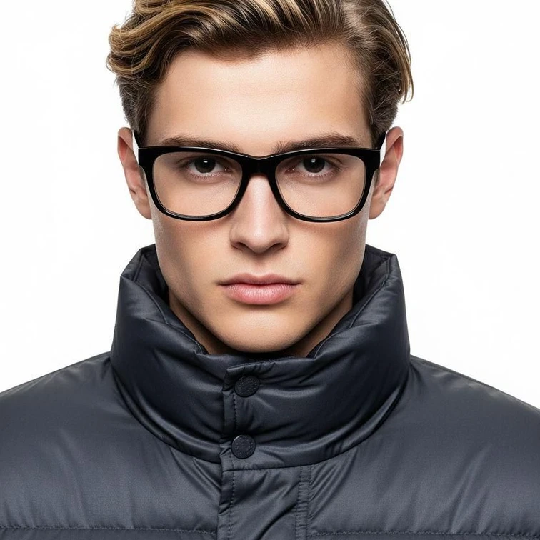 Rechteckige schwarze Acetatbrille #BS2012-0777