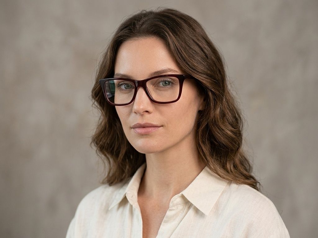 Rectangular Red Acetate Glasses #BS2012-0782