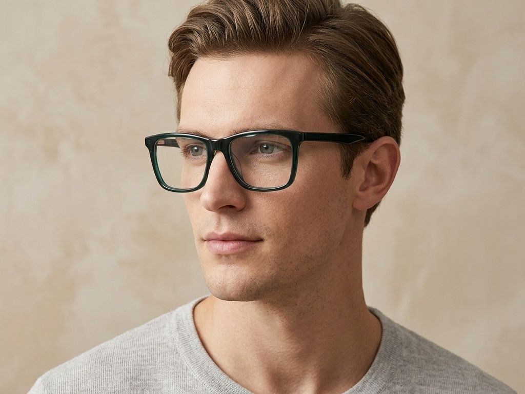 Rectangular Green Acetate Glasses #BS2012-0783