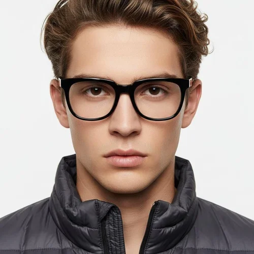 Lunettes rectangulaires en acétate noir #BS2012-0785