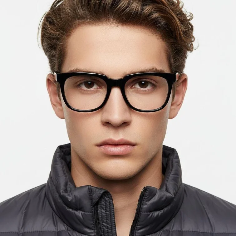 Rectangular Black Acetate Glasses #BS2012-0785