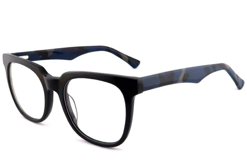 Rechteckige schwarze Acetatbrille #BS2012-0790
