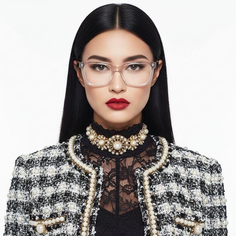 Rechthoekige transparante acetaatbril #BS2012-0793