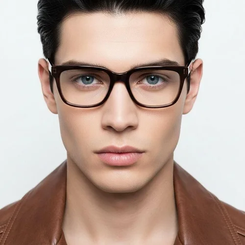 Lunettes rectangulaires en acétate brun #BS2012-0794