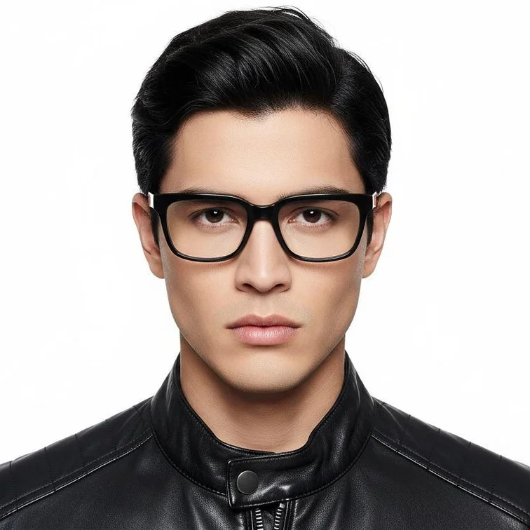 Rechteckige schwarze Acetatbrille #BS2012-0795