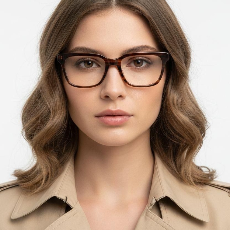 Rectangular Tortoiseshell Acetate Glasses #BS2012-0798
