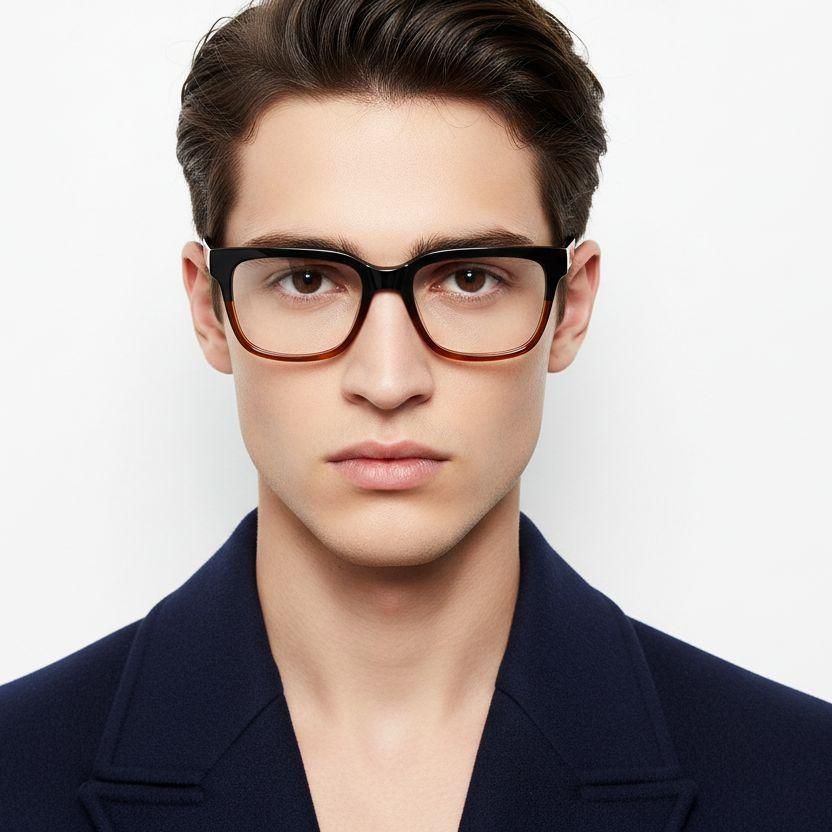 Rectangular Brown Acetate Glasses #BS2012-0799